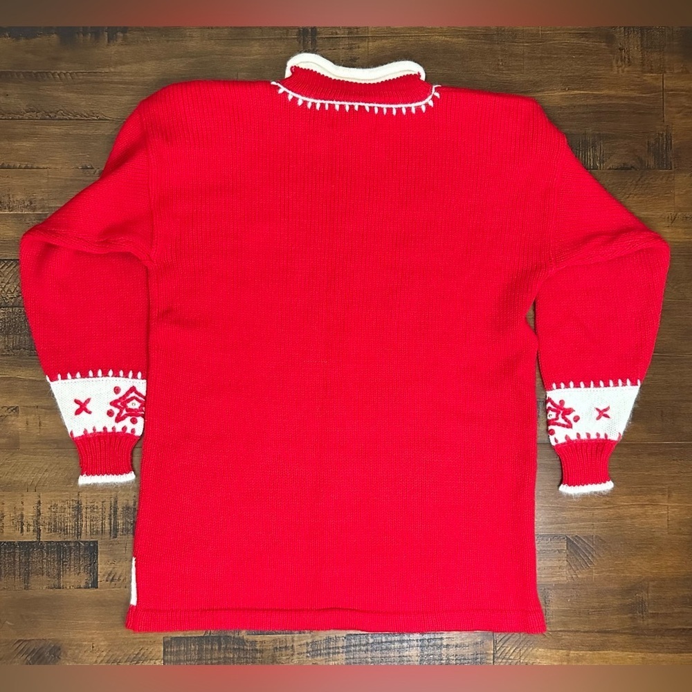 Vintage Dana Scott Mock‎ Neck Sweater Red embroidered Wool, Angora Size Medium - Picture 7 of 7